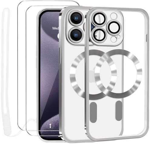 Lafunda Kompatibel mit iPhone 15 Pro Hülle Durchsichtig Silber