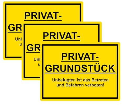 SL group - 3 Schild Privatgrundstück 30 x 20 cm aus stabiler PVC Kunststoff-Platte - Hinweisschild Unbefugten ist das Betreten und Befahren verboten! - Warnschild für kein Zutritt u. Durchgang