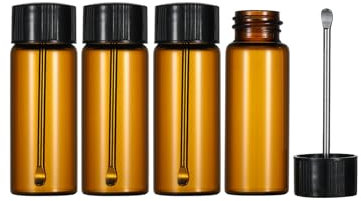 UYGHHK Small Glass Bottle With Spoon, Leak-Proof Sample Vial, 20ml Screw Cap Bottles Brown (Pack of 4)