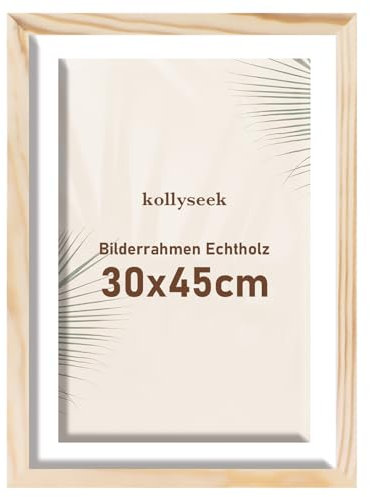 Kollyseek Cadre photo 30 x 45 cm en bois avec passe-partout en pin et verre acrylique incassable