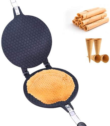 Tissting Doppelseitige Bratpfanne 38cm Lange Runde Aluminiumlegierung Pfannkuchen Pfanne Sandwichmaker Grillpfanne Doppel Pfanne Toastpfanne für Gas