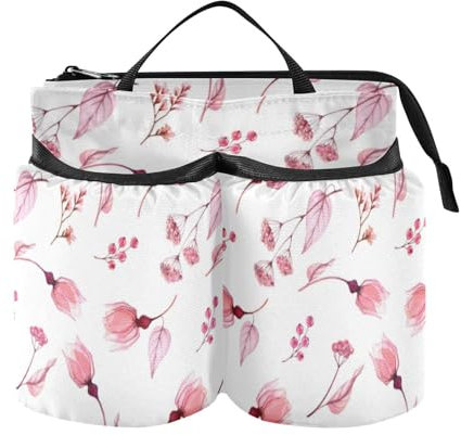 Pink Roses Flower Floral Briefcase Cup Holder Free Hand Water Bottle Carrier for Drink Beverages Caddy Coffee