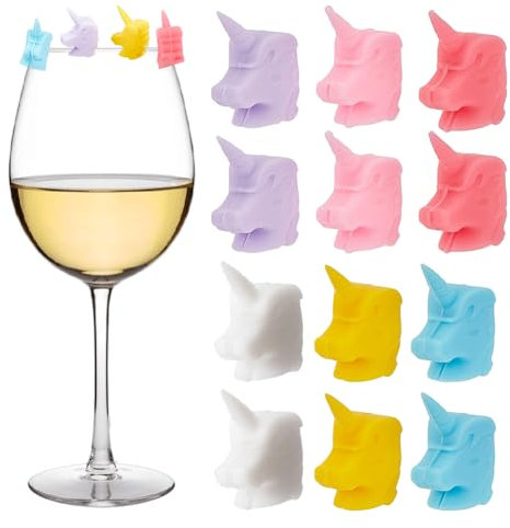 NBEADS 12 Pcs Fairy horse Silicone Drink Markers, Wine Glass Charms Marker Cup Bottle Wine Glass Identifiers for Wedding Party Bar Champagne Flutes Cocktails Martinis Tasting