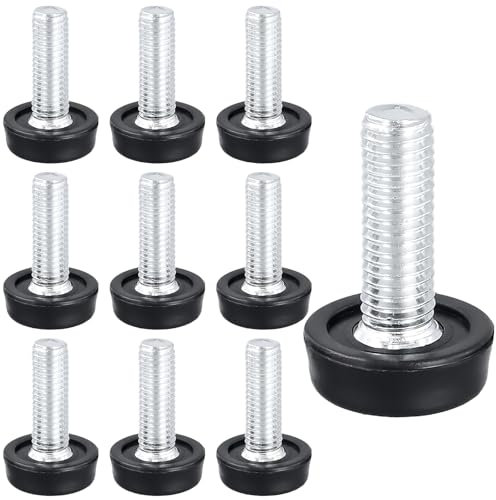 KEILEOHO Lot de 10 pieds à vis de table M10 - 30 mm - Hauteur réglable - Pieds filetés M10 - Pour pieds de meubles, pieds de table, pieds de chaise - Noir