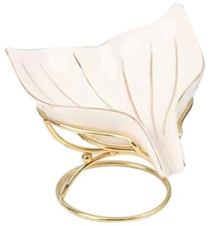 Haztholf Porte-Savon, Porte- Auto-Drainant, Porte-Savon en Queue de Poisson Porte-Savon en Céramique pour Douche, Salle de Bain (Blanc)