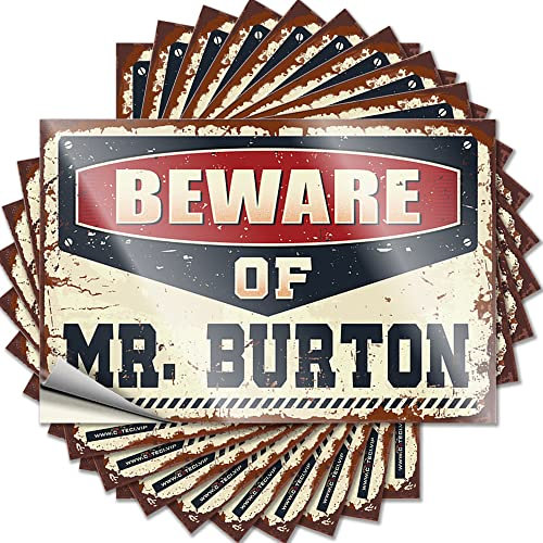 Lustige Auto-Aufkleber mit Aufschrift Beware of Mr. Burton, lustig, 6 x 9 cm, 10 Stück