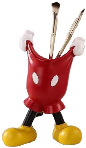 Newhope Pot à Crayons,Joli porte-stylo en résine en forme de M-ickey,Porte Stylo de Bureau,Pot a Pinceau de Maquillage,Papeterie Stockage,pour enfant étudiant bureau école papeterie cadeau (Rouge)