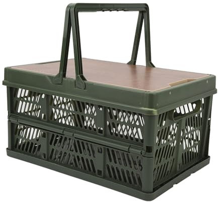 Caisse de rangement pliable, boîte de rangement de camping, caisses de rangement avec poignée, panier de pique-nique en plastique, caisse de lait, conteneurs de stockage pour (Petite taille 21 pouces)