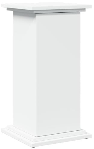 vidaXL Display Stand/Plant Shelf - White Engineered Wood - 31x30x60 cm - Two-Tier Storage - Customizable Door - Living Room/Office
