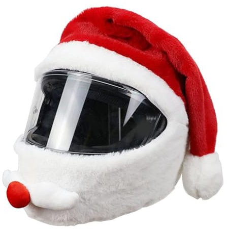 Aladeno Weihnachts-Santa-Motorrad-Helmüberzug, weich, robust, Baumwolle, Krippen-Helmüberzug, Weihnachtsmann-Hut, Dekoration, Zubehör für Outdoor-Reiten, Radfahren, lustige