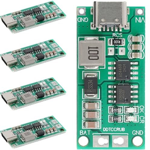 JESSINIE 5 Packs Type-C to 8.4V Boost Charger for 2S LiPo/Li-Ion Batteries, 7.4V-14.8V, 18650 Compatible, DC3-5V 1A Battery Protection Board