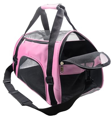 ZvoanSem Borsa trasportino per animali domestici, trasportino per gatti e cuccioli di piccola taglia, approvato dalle compagnie aeree (rosa, M)