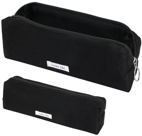 Federmäppchen, Mäppchen Cord-Stoff, Schlamppermäppchen Damen, Federmäppchen Mädchen, Federtasche Stiftetasche Stiftemappe, Pencil Case, Cord Federtasche für Mädchen Teenager Schule, Büro (Schwarz)