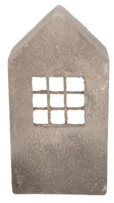 NaDeco Windlicht Beton-Haus Höhe 30,5, Länge 16, Breite 9.5cm | Kerzenhaus aus Steinzeug | Weihnachtshaus | Weihnachtsdekoration | Haus Beton-Style | Deko Windlicht Haus für Innen und Außen