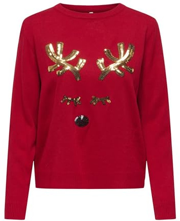 ONLY Damen Onlxmas Shine Ls Oneck KNT Onlxmas Shine Ls Oneck KNT (1er Pack)