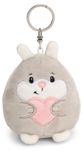 NICI Porte-clés Chill Lapin avec Coeur 8cm - Gris - Compagnon en Peluche pour Sac à Dos ou Sac, Porte-clé câlin avec Anneau métallique pour Porte-clés | 61754