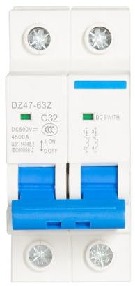 Jadeshay Interruttore Magnetotermico Automatico,DC500V 32A MCB Interuptore Automatico Sezionatore Fotovoltaico Sezionatore Sistema Solare,Montaggio su Guida DIN 35mm