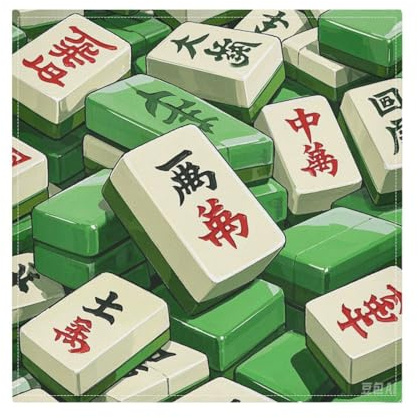 Niedliche chinesische Mahjong-Servietten, wiederverwendbar, waschbar, bunt, Restaurant-Servietten, Stoffservietten, 6 Stück, 50,8 x 50,8 cm