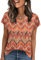 WIHOLL T Shirts for Women V Neck Summer Tops Ladies Short Sleeve Casual Tee Boho Floral Size 14-16