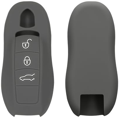 kwmobile Schlüsselhülle für Porsche 3-Tasten Autoschlüssel (nur Keyless) Hülle - Autoschlüssel Schlüssel Hülle aus Silikon - Schlüsselschutz Gehäuse in Dunkelgrau