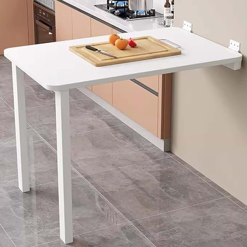 Tavolo da Muro Pieghevole Richiudibile Multifunzionale - Tavolino Porta PC a Scomparsa Salvaspazio per Cucina, Sala da Pranzo, Soggiorno (White, 80*80cm/31.5*31.5in)
