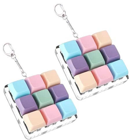 TYXHXTF 2 Stück Tastatur Fidget Spielzeug, Fidget Tastatur Schlüsselanhänger, Clicker Lustig Bunter Spielzeug, für Männer und Frauen, zur Dekompression Dekoration
