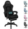 ELFORDSON Gaming Chair with 2-Point Massage Lumbar Support, High Back Reclining Computer PC Game Chair with Headrest & Footrest, 360° Swivel Office Racing Chair, Fabric Black, for Playroom Esports