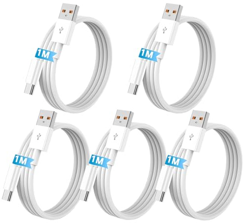 Gartmost 5Pack USB A to USB C Fast Charging Cable, Data Transfer【5x100CM】 | Compatible with iPhone 17/16/15 & Type-C Devices, 5-Piece Value Pack, Durable & Sturdy for Office, Car and Home.