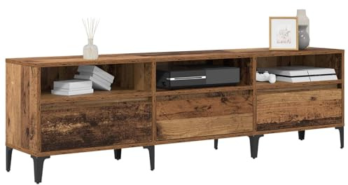 vidaXL TV Cabinet Old Wood 150 x 30 x 45 cm Engineered Wood and Iron, Rustic Living Room Media Console, Durable Tv Stand, Ample Storage Drawers, Stylish Entertainment Unit, Functional Furniture Piece