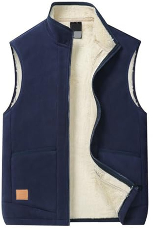 ORANDESIGNE Smanicato Uomo Gilet Pile Invernale Giubbotto Smanicato Leggero Sportivo Casual Gilet con Cerniera E Tasche D Blu Navy XL