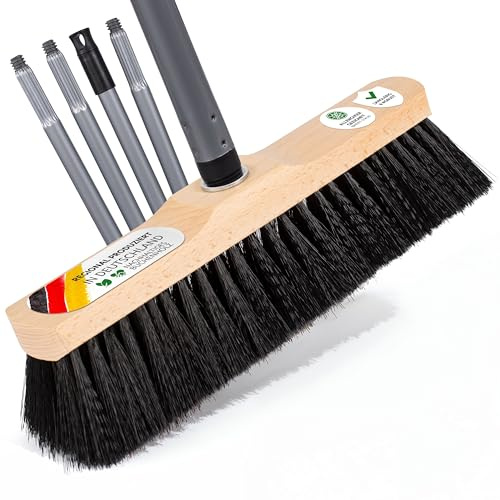 ORGAFLIX Besen mit Stiel 28 cm, Zimmer- und Saalbesen für Haus und Küche, weiche Kunstfaserborsten, Kopf aus Buchenholz Made in Germany, Stiel Made in Italy