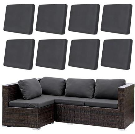Morbuy 8er Set Outdoor Kissenbezüge, Elastisch Garten Sitzkissenbezüge, wasserdichte Ersatz Kissenhüllen für Rattan Ecksofa Terrassenmöbel Abnehmbar (Grau)