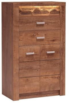 Masseno Kommode ZERI 76 cm Sideboard mit 2 Schubladen und 2 Türen für Wohnzimmer Schlafzimmer Modern 76x42x127 cm Braun