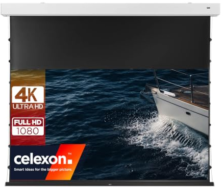 celexon Premium Plus SOUNDVISION Écran motorisé tensionné Acoustique 100 | 221x124cm 16:9 | Écran électrique 4K, Full HD acoustiquement Transparent pour Un Son venant Directement de l’Image
