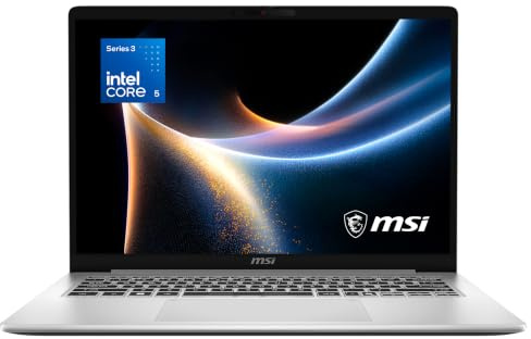 MSI Modern 14S Laptop, 14 Full HD+ Display, Intel Core 5 320, Intel Grafik, 8 GB DDR5, 512 GB SSD, Windows 11 Home, QWERTZ Tastatur, Silber, G3MG-038N