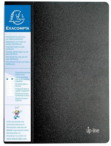 Exacompta - Réf. 88801E - Carton de 8 Protège-documents avec porte étiquette 3 faces Up Line - 80 pochettes - 160 vues - pour A4 - dimensions 24 x 32 cm - couverture en polypro rigide opaque - noir