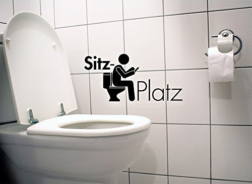 Grandora WC Aufkleber Piktogramm Sitzplatz I schwarz (BxH) 26 x 13 cm I Badezimmer Bad Toilette Wandaufkleber Wandsticker Wandtattoo Sticker Tattoo W979
