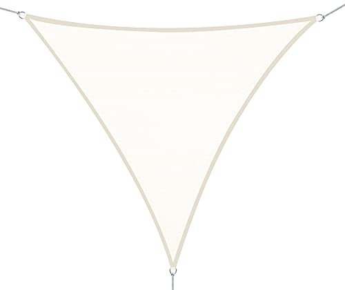 Outsunny Toldo Vela Color Arena sombrilla Parasol triangulo Tela de Poliéster Jardin Playa Camping Sombra Medidas, Medida 3x3x3 Metros, Color Crema