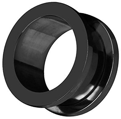 Piercingfaktor Flesh Tunnel Ohr Schraub Ear Plug Piercing Edelstahl Schraubverschluss Ohrpiercing Creole 14 mm Schwarz