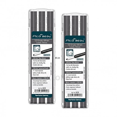 PICA-BIG Dry® 24 Ersatzminen 6030 Zimmermannsbleistift FOR-ALL-Bau-Minen Graphit
