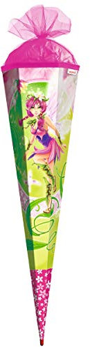 ROTH Schultüte groß Traum-Elfe 85 cm - 6-eckig Rot(h)-Spitze Tüllverschluss - Zuckertüte Fee Schulanfang