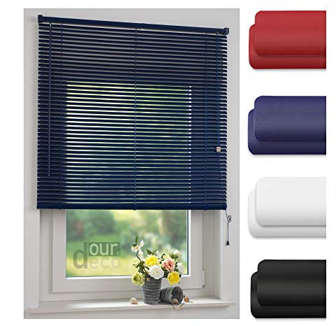 ourdeco® Jalousie aus PVC / 80 x 160 cm (Breite x Höhe) / Farbe orientblau/lichtdurchlässig bis Blickdicht/Einfache Montage an Wand oder Decke