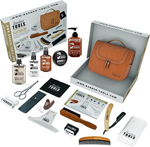 Kit/Set/Coffret d'entretien et de soin pour barbe et rasage avec Soin de barbier | Cosmetique Made in France ✮ BARBER TOOLS ✮