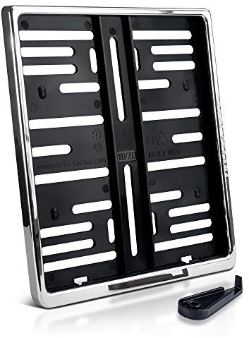 Kennzeichenhalter | 180 x 200 mm | Chrom Hochglanz | echt verchromt | Motorrad MC | DHL-Versand
