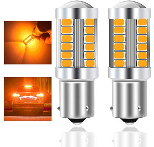 Teguangmei 1156 BAU15S PY21W 7507 Lampadina LED per Auto Ambra 900LM Lampadina LED Super Luminosi 5730 33-SMD Utilizzata per Indicatori di Direzione Anteriori e Posteriori per Auto 12-30V 3.6W- 2Pcs
