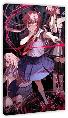 Anime Yuno Gasai The Future Diary 1 Leinwand-Poster, Wandkunst, Dekor, Bild, Gemälde für Wohnzimmer, Schlafzimmer, Dekoration, 30 x 45 cm, Rahmen