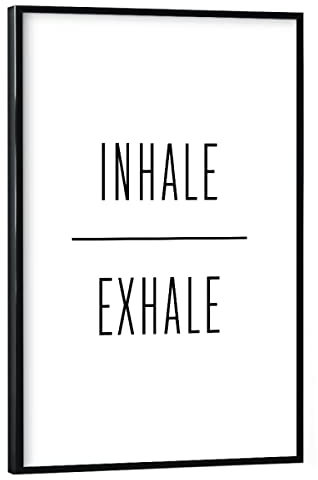 artboxONE Poster mit schwarzem Rahmen 30x20 cm Typografie Inhale Pause Exhale - Bild Inhale Breathing Exhale