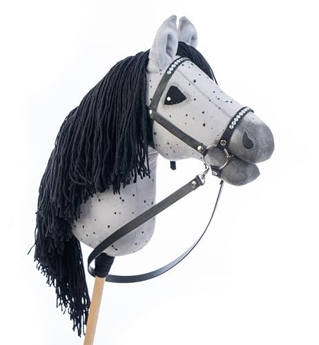 Hobbyhorse with bridle A3| Realistic steckenpferd | Dapple Grey Fleabitten