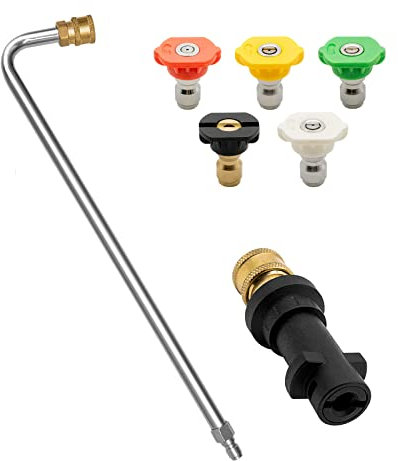 DERASL Gutter Cleaning Wand Attachment - 13 Extension with 5 Nozzles, Compatible with Karcher 1/4 Quick Connect for Pressure Washers