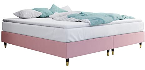 Bettgestell Sippi Gold mit Lattenrost, gepolsterter Bettrahmen/Plattform, Schlafzimmerbett, Futonbett, Bett, Stabiler Bettrahmen, Ohne Kopfteil (180 x 200 cm, Manila 09)
